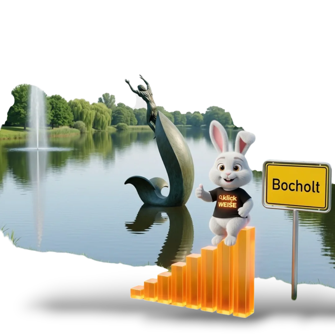 Suchmaschinenoptimierung in Bocholt — Klickweise am Aasee Bocholt mit Ortsschild Bocholt